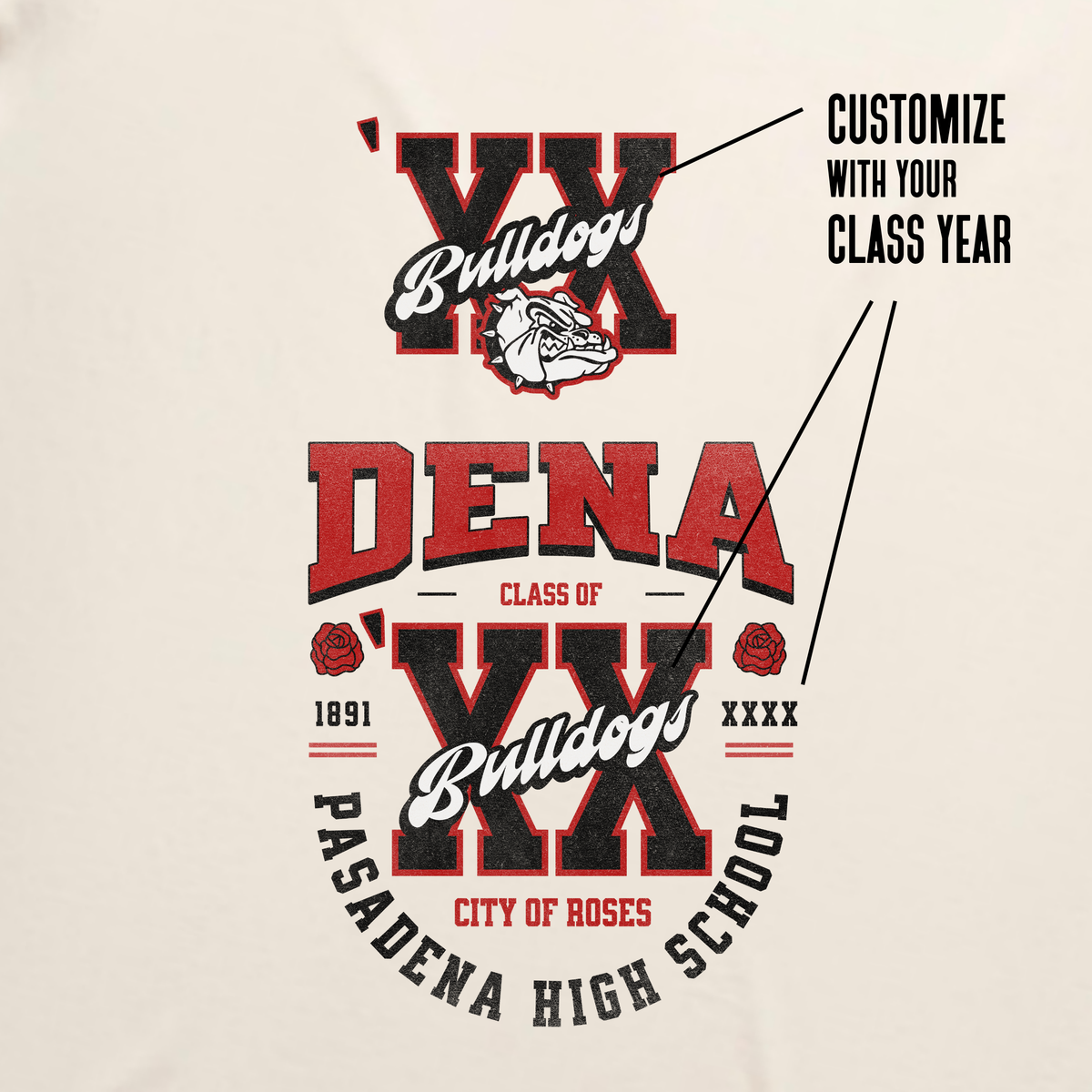 Customized Bulldogs T-shirt // Ecru